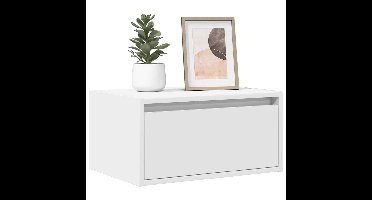 Nachtkastje met LED-verlichting wandgemonteerd wit