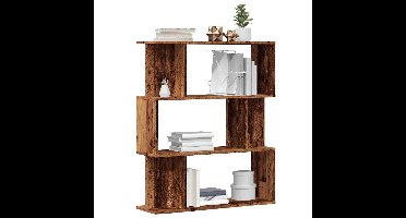 Boekenkast 80x24x96 cm bewerkt hout oud houtkleurig