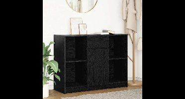 Dressoir met lade 101x35x76 cm spaanplaat zwart eikenkleurig