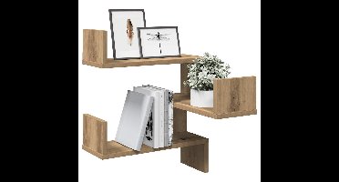 Hoekwandschap 40x40x49,5 cm bewerkt hout artisanaal eiken