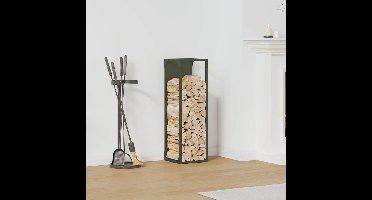 Brandhoutrek 25x25x80 cm koudgewalst staal olijfgroen