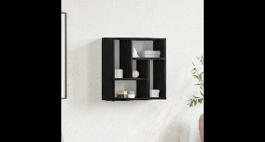 Wandplank 45x16x45 cm spaanplaat zwart eikenkleurig