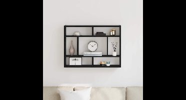 Wandplank Zwart Eiken 75x16x55 cm Bewerkt Hout