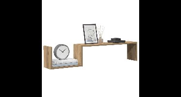 Wandschappen 2 st 100x15x20 cm bewerkt hout artisanaal eiken