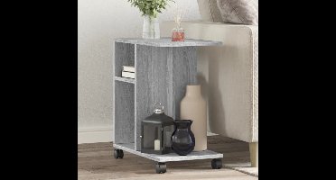 Bijzettafel met wieltjes 50x30x55 cm hout grijs sonoma eiken