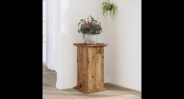 Plantenstandaard 33x33x60 cm bewerkt hout oud houtkleurig
