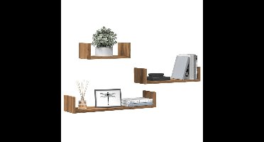 Wandschappen 3 st bewerkt hout artisanaal eiken