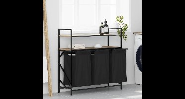 Wasmand 3 vakken met planken sonoma eikenkleurig