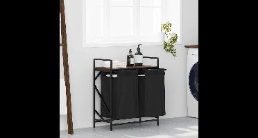 Wasmand 2 vakken met plank bruin eikenkleurig