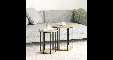 Bijzettafelset met plank 2 pcs Bruin