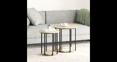 Bijzettafelset met plank 2 pcs Bruin