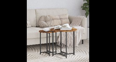 Bijzettafelset 2 pcs Gerookt Eiken en Zwart