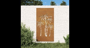 Wanddecoratie tuin palmboomontwerp 105x55 cm cortenstaal