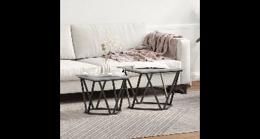 Bijzettafelset 2 pcs Grijs Sonoma Engineered hout en staal