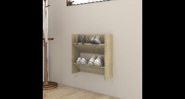 Wandschoenenkast 60x18x60 cm spaanplaat sonoma eikenkleurig