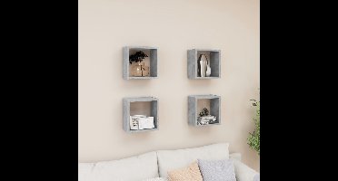 Wandschappen kubus 4 st 26x15x26 cm betongrijs