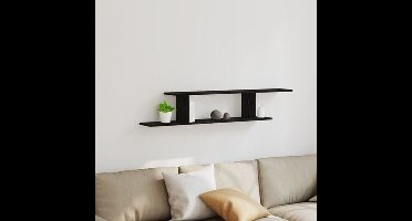 Wandgemonteerde TV Plank met plank Zwart Eiken 125 x 18 x 23 cm