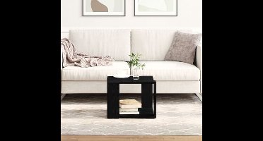 Salontafel Zwart Eiken 40 x 40 x 30 cm Bewerkt hout