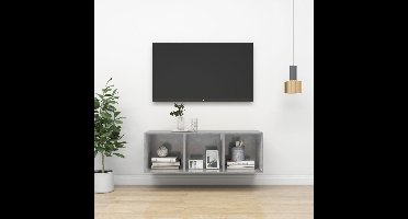Tv-wandmeubel 37x37x107 cm bewerkt hout betongrijs