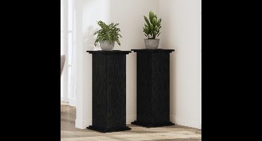 Plantenstandaard Zwart Eiken 33 x 33 x 100 cm Bewerkt hout