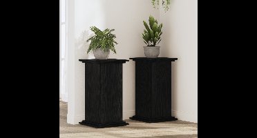 Plantenstandaard Zwart Eiken 33 x 33 x 60 cm Bewerkt hout