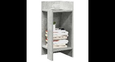 Bijzettafels 2 st met plank 25,5x27x60 cm betongrijs