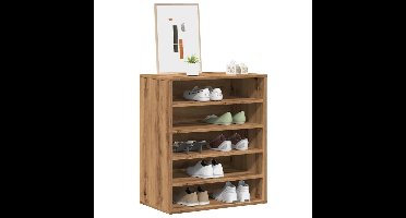 Schoenenkast 60x35x70 cm bewerkt hout artisanaal eikenkleur