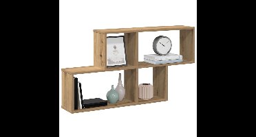 Wandschap 100x18x53 cm bewerkt hout artisanaal eikenkleurig