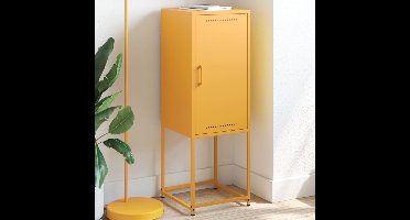 Hoge kast 36x39x107 cm staal mosterdgeel