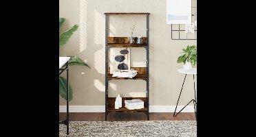Boekenrek 50x33x117,5 cm bewerkt hout gerookt eikenkleurig