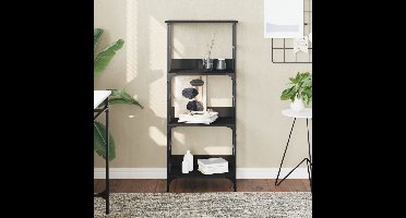 Boekenrek 50x33x117,5 cm bewerkt hout zwart