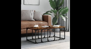 Salontafel 100x50x35,5 cm bewerkt hout gerookt eikenkleurig