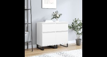 Dressoirs 2 st 40x35x70 cm bewerkt hout wit