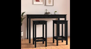 Barstoelen 2 st 40x40x78 cm massief grenenhout zwart