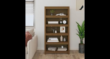 Boekenkast 80x35x154 cm massief grenenhout honingbruin
