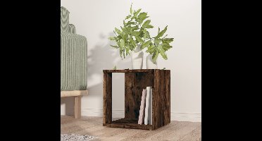Bijzettafel 33x33x34,5 cm bewerkt hout gerookt eikenkleurig