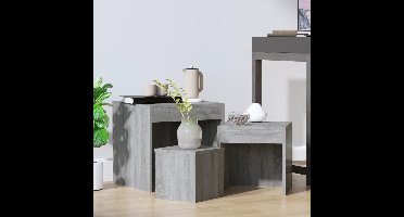 3-delige Tafeltjesset bewerkt hout grijs sonoma eikenkleurig