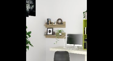 Wandschappen 2 st 80x11,5x18cm bewerkt hout sonoma eikenkleurig