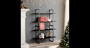 Boekenkast met 4 schappen 100x30x140 cm spaanplaat zwart