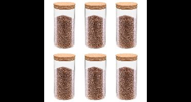 Opbergpotten met kurken deksel 6 st 1100 ml glas