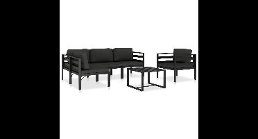6-delige Loungeset met kussens aluminium antraciet
