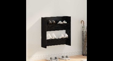 Schoenenkast met plank Zwart Eiken 60 x 18 x 60 cm Bewerkt hout