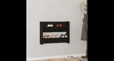 Schoenenkast met plank Zwart Eiken 85 x 18 x 90 cm Bewerkt hout