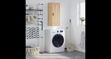 Wandkast 34,5x34x90 cm bewerkt hout sonoma eikenkleurig