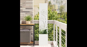 Tuin Privacy Screen Fretwerk Wit 32 x 140 cm Koudgewalst staal