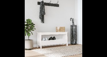 Halbank 100x28x45 cm massief grenenhout wit
