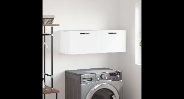 Wandkast 100x36,5x35 cm bewerkt hout wit