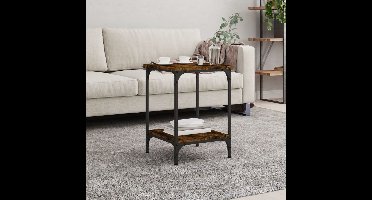 Salontafel 40x40x55 cm bewerkt hout gerookt eikenkleurig