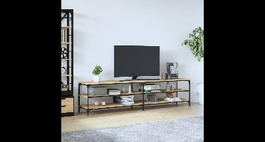 Tv-meubel 200x30x50 cm bewerkt hout metaal sonoma eikenkleurig