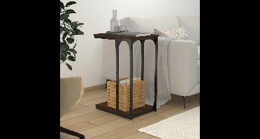 Bijzettafel 40x30x60 cm bewerkt hout bruin eikenkleur